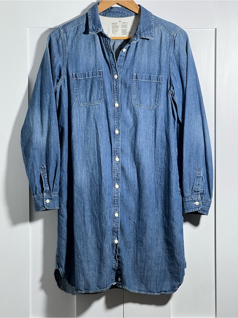 MUJI Minimalist 100% Cotton Medium Wash Denim Button Up Shirt M